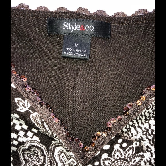 Style & Co. Brown and Cream Blouse - Picture 2 of 2